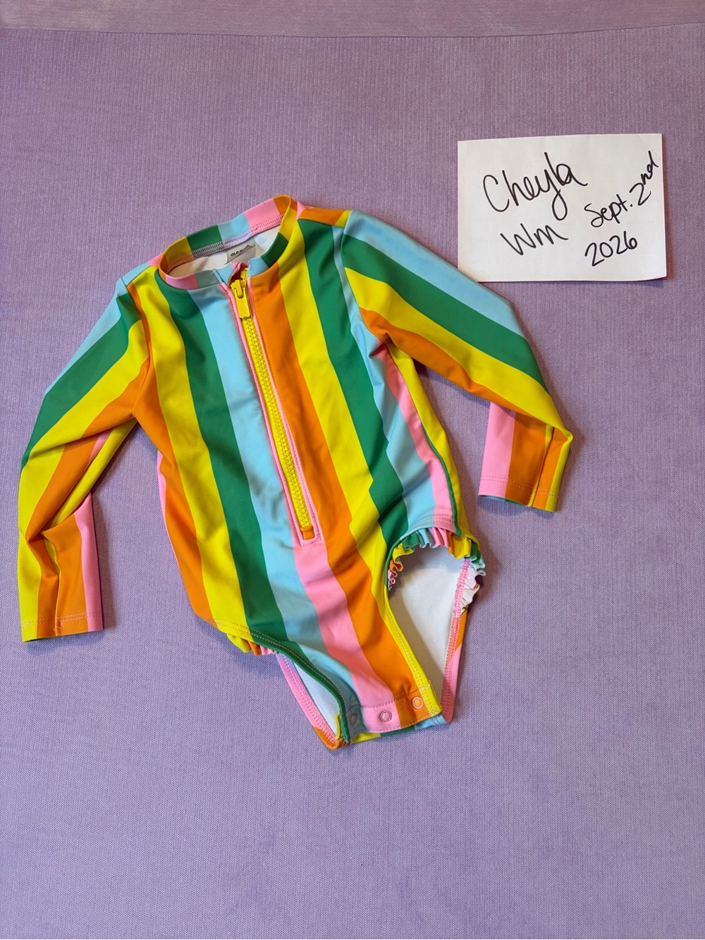 Old Navy Multicolor Rainbow Stripe Long-Sleeve One-Piece